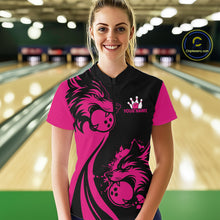 Load image into Gallery viewer, Pink Wolf Bowling Shirts for Team Men Women Custom Wolf Bowling Jerseys for Couples MBL197