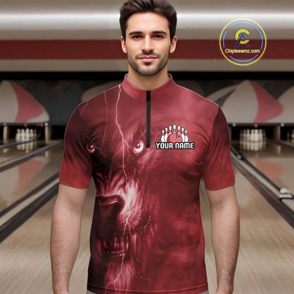 Wolf Bowling Shirts for Team Women Men Custom Wolf Bowling Jerseys for Couples MBL204
