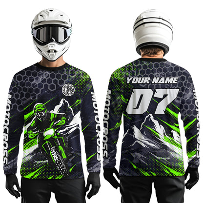 Green Motocross Racing Jersey for Kids Women Men Dirt Bike Shirts Motorcycle Riding Shirt XM493