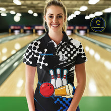 Load image into Gallery viewer, Blue Beer Bowling Shirts for Team Women Men Beer Bowling Polo&amp;1/4 Zip Bowl League MBL255