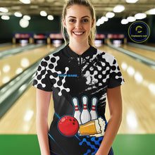 Load image into Gallery viewer, Blue Beer Bowling Shirts for Team Women Men Beer Bowling Polo&amp;1/4 Zip Bowl League MBL255