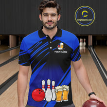 Load image into Gallery viewer, Funny Beer Bowling Shirts Blue Bowling Jersey for Team Women Men Bowl League MBL261