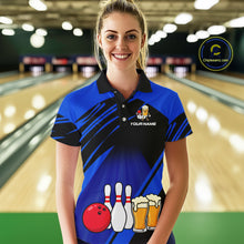 Load image into Gallery viewer, Funny Beer Bowling Shirts Blue Bowling Jersey for Team Women Men Bowl League MBL261