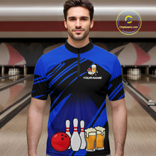 Load image into Gallery viewer, Funny Beer Bowling Shirts Blue Bowling Jersey for Team Women Men Bowl League MBL261