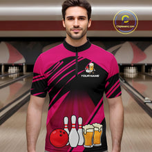 Load image into Gallery viewer, Funny Beer Bowling Shirts Pink Bowling Jersey for Team Women Men Bowl League MBL261