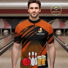 Load image into Gallery viewer, Funny Beer Bowling Shirts Orange Bowling Jersey for Team Women Men Bowl League MBL261