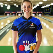 Load image into Gallery viewer, Funny Beer Bowling Shirts Blue Bowling Jersey for Team Women Men Bowl League MBL261
