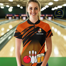 Load image into Gallery viewer, Funny Beer Bowling Shirts Orange Bowling Jersey for Team Women Men Bowl League MBL261