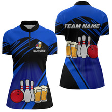 Load image into Gallery viewer, Funny Beer Bowling Shirts Blue Bowling Jersey for Team Women Men Bowl League MBL261