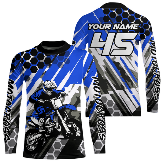 Blue Motocross Racing Jersey Kid Women Men Custom Dirt Bike Shirts Riding Shirt XM423