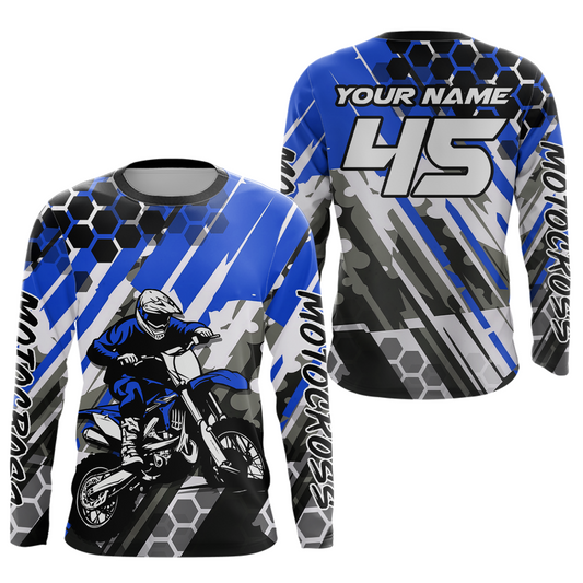 Blue Motocross Racing Jersey Kid Women Men Custom Dirt Bike Shirts Riding Shirt XM423