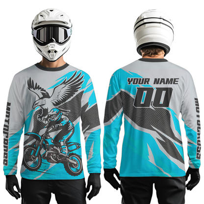 Turquoise Eagle Custom Motocross Jersey Men Women Kid Dirt Bike Shirts Motorcycle Shirt XM435