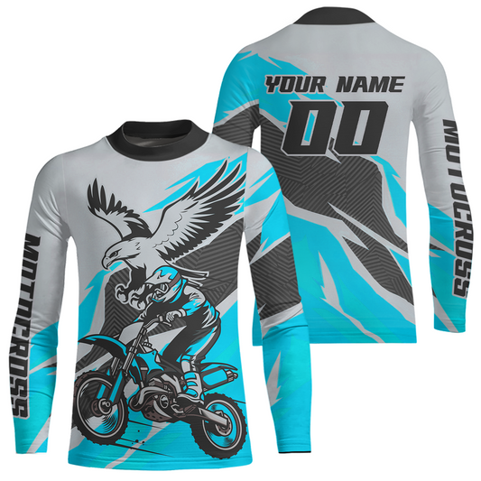 Turquoise Eagle Custom Motocross Jersey Men Women Kid Dirt Bike Shirts Motorcycle Shirt XM435