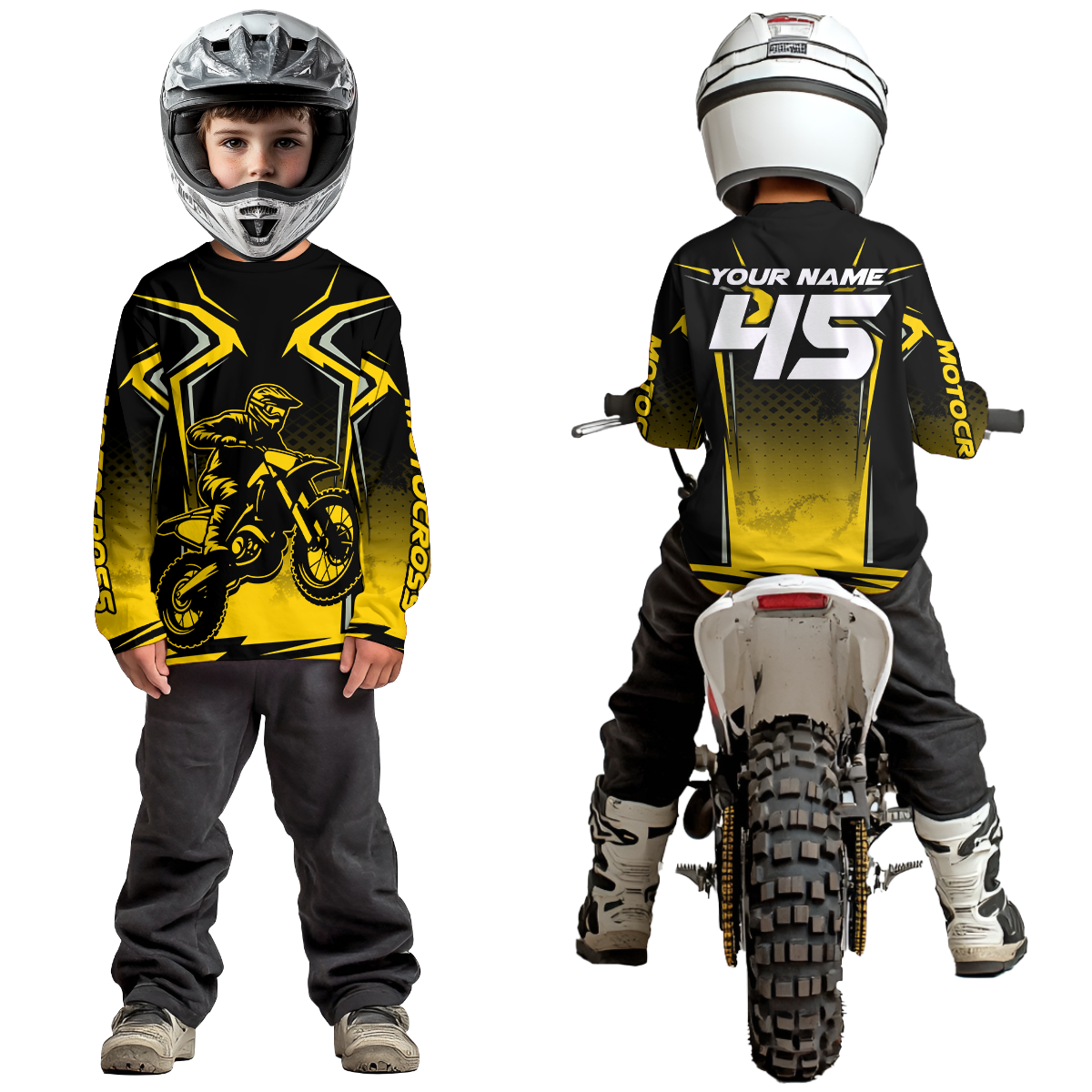Custom Yellow Motocross Racing Jersey Men Women Kid Dirt Bike Shirts Motorcycle Shirt XM442
