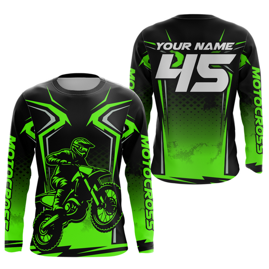 Custom Green Motocross Racing Jersey Men Women Kid Dirt Bike Shirts Motorcycle Shirt XM442
