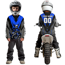 Load image into Gallery viewer, Custom Blue Motocross Racing Jersey for Men Women Kid Dirt Bike Shirts Riding Shirt XM443
