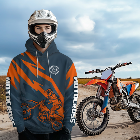 Orange Motocross Hoodie Custom Men Women Dirt Bike Pink Blue Racing Hoodie Shirt MH450