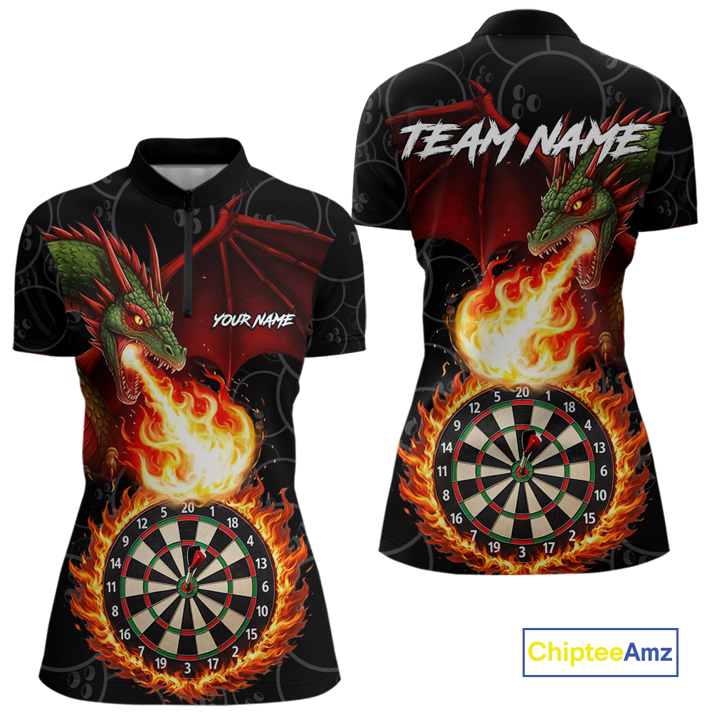 Custom Flame Dragon Darts Shirt for Women Darts Team Jerseys Dartboard Shirt Dart League NNT264