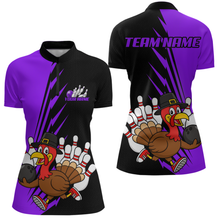 Load image into Gallery viewer, Purple Turkey Bowling Shirts for Women Men Team Custom Bowling Jerseys Thanksgiving MBL180