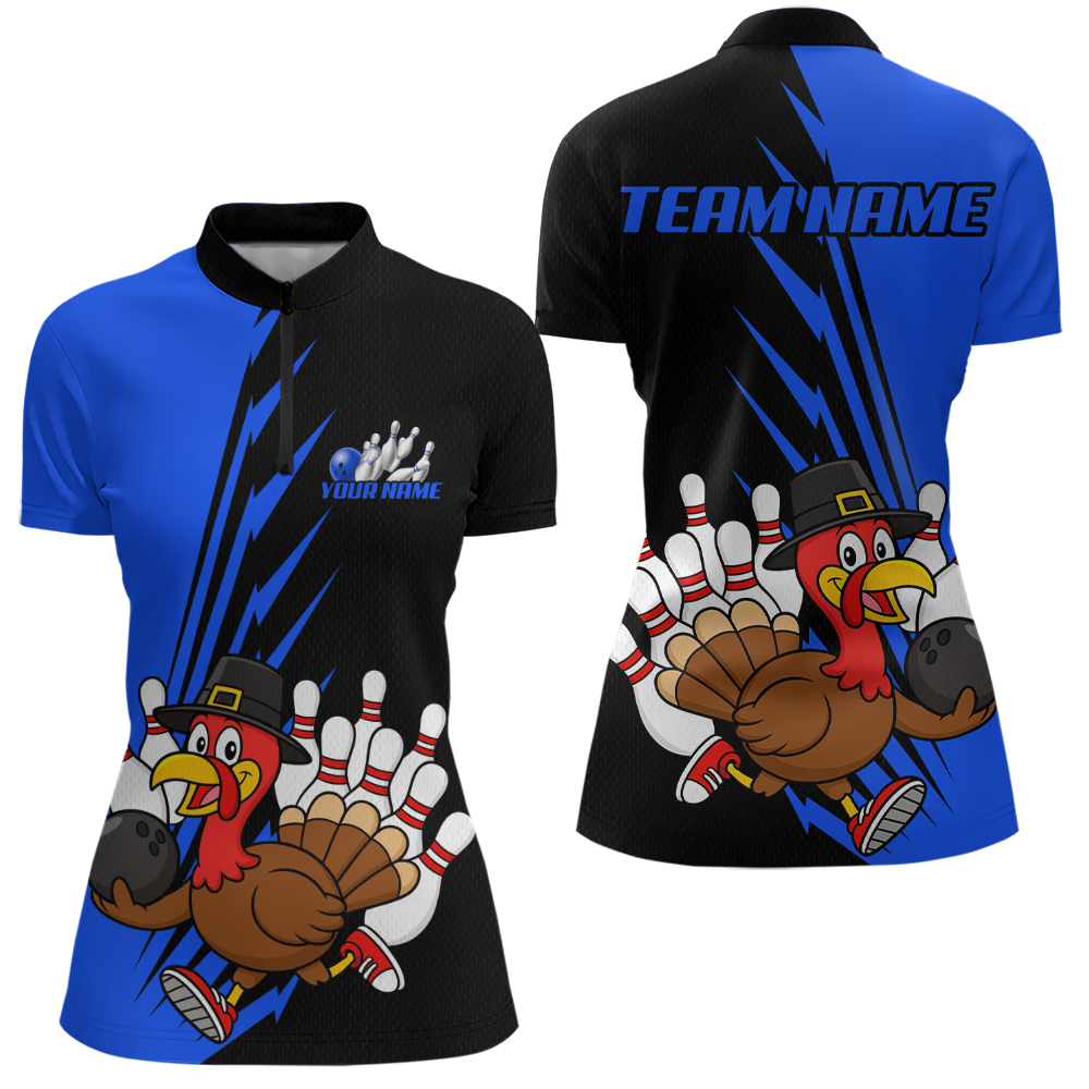 Blue Turkey Bowling Shirts for Women Men Team Custom Bowling Jerseys Thanksgiving MBL180