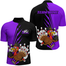 Load image into Gallery viewer, Purple Turkey Bowling Shirts for Women Men Team Custom Bowling Jerseys Thanksgiving MBL180