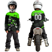 Load image into Gallery viewer, Green Motocross Jersey for Men Women Kid Dirt Bike Shirts Custom Off road Riding Shirt XM463