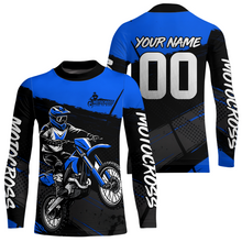 Load image into Gallery viewer, Blue Motocross Jersey for Men Women Kid Dirt Bike Shirts Custom Off road Riding Shirt XM463