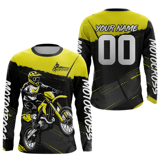 Yellow Motocross Jersey for Men Women Kid Dirt Bike Shirts Custom Off road Riding Shirt XM463