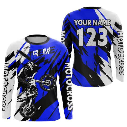 Custom Blue Motocross Racing Jersey Custom Women Kid Men Dirt Bike Off road Shirt XM472