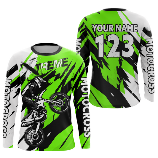 Custom Green Motocross Racing Jersey Custom Women Kid Men Dirt Bike Off road Shirt XM472