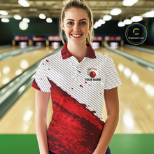 Load image into Gallery viewer, Red Bowling Shirts for Women Men Custom Bowling Jerseys Polo $ 1/4 Zip for Team MBL219