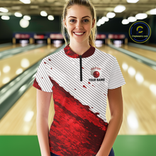 Load image into Gallery viewer, Red Bowling Shirts for Women Men Custom Bowling Jerseys Polo $ 1/4 Zip for Team MBL219