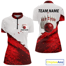 Load image into Gallery viewer, Red Bowling Shirts for Women Men Custom Bowling Jerseys Polo $ 1/4 Zip for Team MBL219