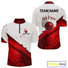 Load image into Gallery viewer, Red Bowling Shirts for Women Men Custom Bowling Jerseys Polo $ 1/4 Zip for Team MBL219
