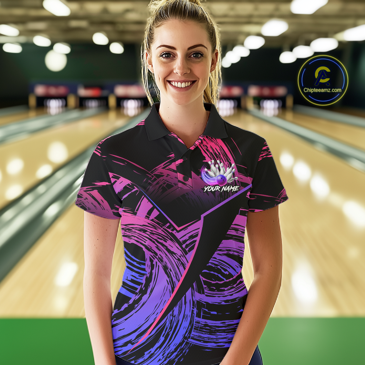 Purple Custom Bowling Shirts for Women Men Team Bowling Jersey Polo&1/4 Zip Shirt MBL223
