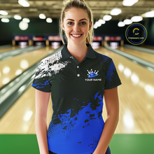 Load image into Gallery viewer, Blue Custom Bowling Shirts for Women Men Bowling Jersey Polo&amp;1/4 Zip Shirt for Team MBL224