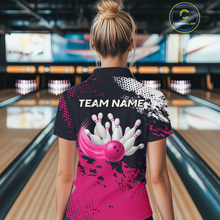 Load image into Gallery viewer, Pink Custom Bowling Shirts for Women Men Bowling Jersey Polo&amp;1/4 Zip Shirt for Team MBL224