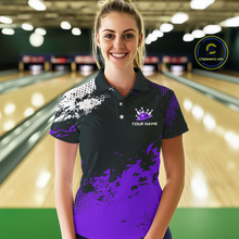 Load image into Gallery viewer, Purple Custom Bowling Shirts for Women Men Bowling Jersey Polo&amp;1/4 Zip Shirt for Team MBL224