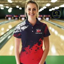 Load image into Gallery viewer, Red Custom Bowling Shirts for Women Men Bowling Jersey Polo&amp;1/4 Zip Shirt for Team MBL224