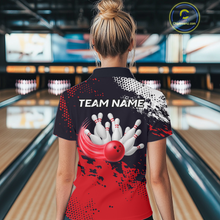 Load image into Gallery viewer, Red Custom Bowling Shirts for Women Men Bowling Jersey Polo&amp;1/4 Zip Shirt for Team MBL224