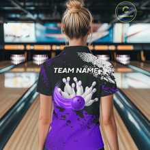 Load image into Gallery viewer, Purple Custom Bowling Shirts for Women Men Bowling Jersey Polo&amp;1/4 Zip Shirt for Team MBL224