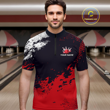 Load image into Gallery viewer, Red Custom Bowling Shirts for Women Men Bowling Jersey Polo&amp;1/4 Zip Shirt for Team MBL224