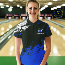 Load image into Gallery viewer, Blue Custom Bowling Shirts for Women Men Bowling Jersey Polo&amp;1/4 Zip Shirt for Team MBL224