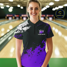 Load image into Gallery viewer, Purple Custom Bowling Shirts for Women Men Bowling Jersey Polo&amp;1/4 Zip Shirt for Team MBL224