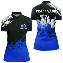 Load image into Gallery viewer, Blue Custom Bowling Shirts for Women Men Bowling Jersey Polo&amp;1/4 Zip Shirt for Team MBL224