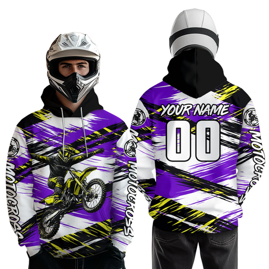 Purple Motocross Hoodie Custom for Adult Men Women Dirt Bike Racing Hoodie Shirt MH480