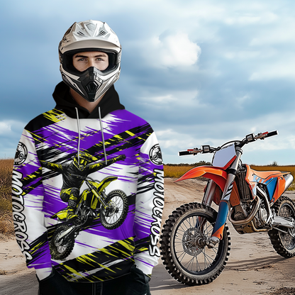 Purple Motocross Hoodie Custom for Adult Men Women Dirt Bike Racing Hoodie Shirt MH480