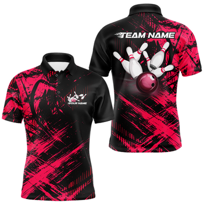 Custom Pink Bowling Shirts for Team Women Men Bowling Polo&1/4 Zip Shirt for Couple MBL233