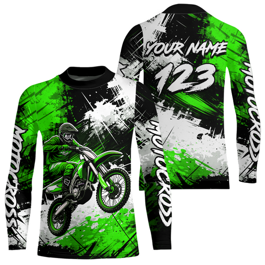 Custom Green Motocross Jersey for Kid Adult Dirt Bike Shirts Men Women Riding Shirt XM491