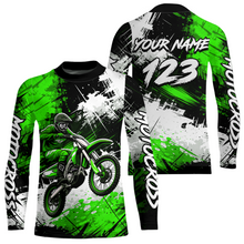Load image into Gallery viewer, Custom Green Motocross Jersey for Kid Adult Dirt Bike Shirts Men Women Riding Shirt XM491